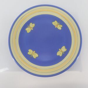 Evandale Blue Yellow Charger Dinner Plate with 4 Bee's 13.75" Mint Condition Vtg